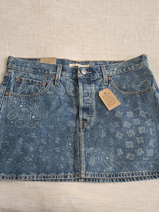Levi's Dresses & Skirts - Levi's Blue Denim Mini Skirt with White Bandana Print Size:31